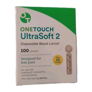 NEW ONE TOUCH UltraSoft 2 Lancets Box 30G 100 count  Exp 07/2028